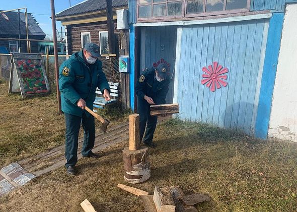 Волчанские пожарные помогли пенсионерке с заготовкой дров на зиму