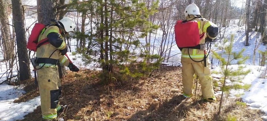 Волчанские пожарные и добровольная дружина «тушили лесной пожар» у Вьюжного